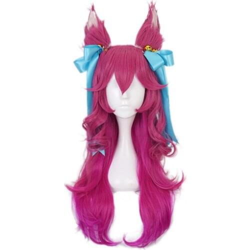 Game LOL Spirit Blossom Ahri Cosplay League Of Legends Ahri Wigs Women Long Purple Red White Wave Wigs For Women CS369