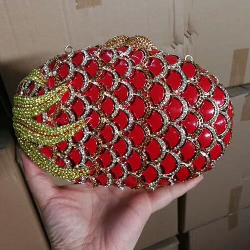 XIYUAN BRAND pineapple shape Hollow Out Crystal wallet Women Evening Clutch Purse Bag Wedding Party Cocktail Bridal Handbag