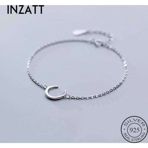 INZATT Real 925 Sterling Silver Minimalist MoonBracelet For Fashion Women Party Trendy Fine Jewelry Chain Cute Accessories Gift