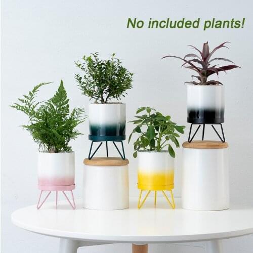 1Pcs Nordic Minimalist Gradient Ceramic Iron Vase Desktop Flower Pot Green Plant Pot Home Office Vase Decoration Photo Props