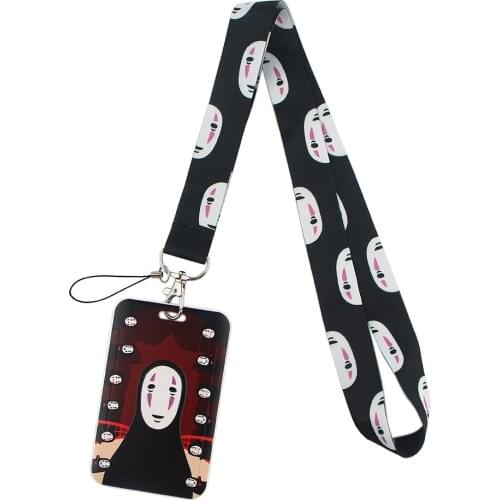 1pcs ZF2645 Anime Noface Man Lanyard Card Holder Student Hanging Neck Mobile Phone Lanyard Badge Subway Access Card Holder