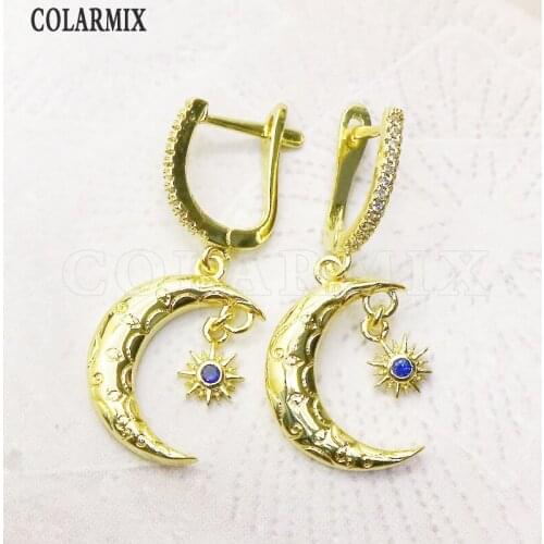 10 Pair wholesale moon star earrings fashion jewelry earrings gift for lady Gold star earrings gift for lady 7241