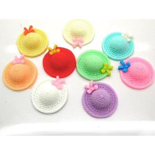 20Pcs Mixed Resin Hats Beads Decoration Crafts Flatback Cabochon Scrapbooking Fit Phone Embellishments Diy Accessories