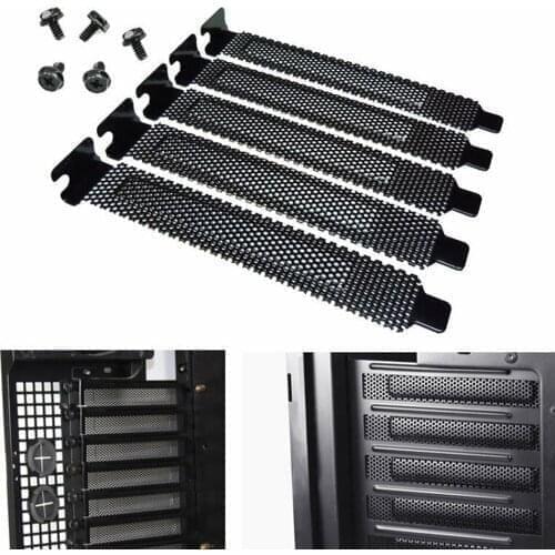 5Pcs PCI Slot Cover Dust Filter Cleaner Blanking Plate Hard Steel Black w/ screws for computer accessories Chassis Frame pc