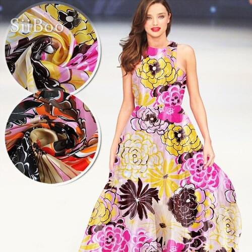 American style stripe floral print 100% silk fabric for dress pure silk tissue cloth tela tejido 10mm SP4086 FREE SHIPPING