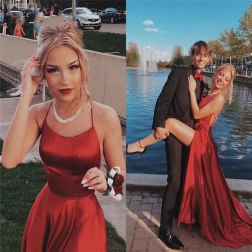 Halter Neck Prom Dresses 2021 Sexy Backless Front Split Satin A-line Prom Party Dress vestidos de festa longo