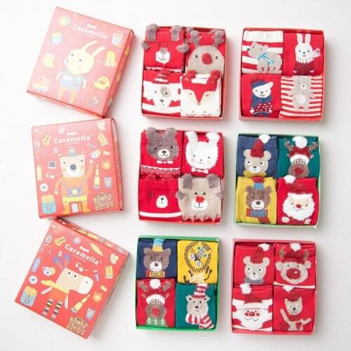 CM512734-512854 2017 New Arrival Caramella Brand Jacquard Colorful Cotton Socks Christmas Theme Red Series Art Socks for Girls