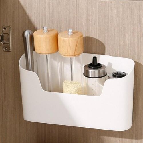 Storage Holder Cabinet Door Seasoning Storage Case Wall Mount Punch Free Hanging Cosmetic Box Cup Holder for Kitchen Bathroom