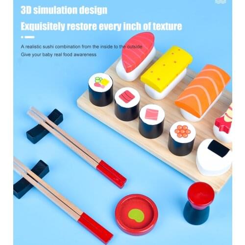 Children Kitchen Pretend Toy Puzzle Magnetic Miniature Food Set Japanese Cuisine Sushi Cooking Play House Girl Gift