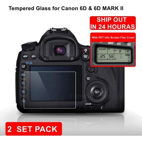 For Canon EOS 6D 6D MARK II 6D2 Camera Tempered Protective Self-adhesive Glass Main LCD Display + Film Info Screen Protector