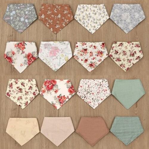Newborn Double Side Floral Print Bibs Boys Girls Waterproof Cotton Linen Saliva Towel Bandana Scarf Baby Shower Gifts
