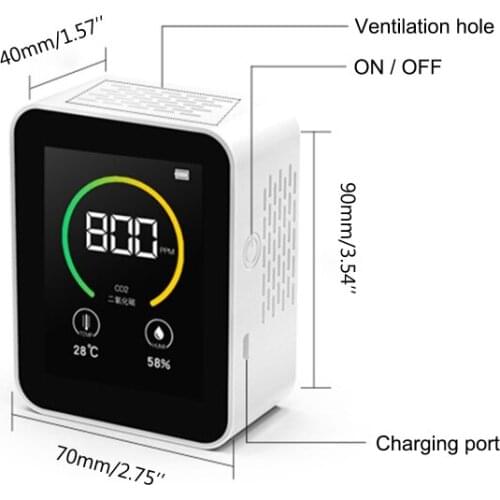 Co2 meter co2 Detector Sensor Gas Concentration Content Color Screen TFT Intelligent Air Tester Air Quality Monitor 400-5000PPM