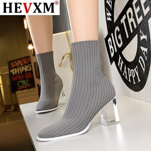 Korean version of fashion transparent crystal and high heel winter short boots comfortable and thin wool boots
