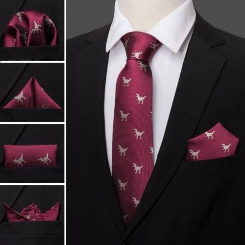 LS-5060 Mens Ties 100% Silk Jacquard Woven Barry.Wang Animal Pattern Silk Ties For Men Wedding Business Party Groom Neck Tie Set