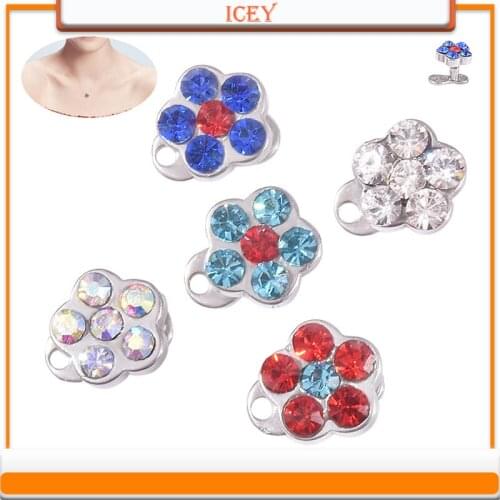 Metal Dermal Anchor Flowers Dermal Piercing 316 Stainless Steel Dermal Ring Crystal Dermal Jewelry Puncture Products Dermal Top