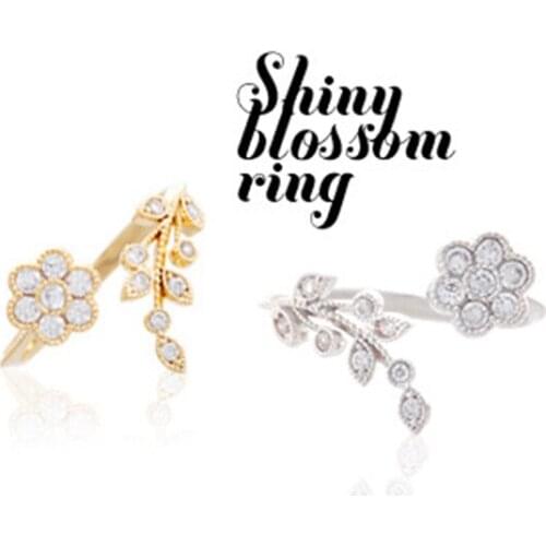 Fashion Womens Ring Crystal Twisted Leaves Ruyi Flowers Opening Rings Party Accessories Jewelry New Products