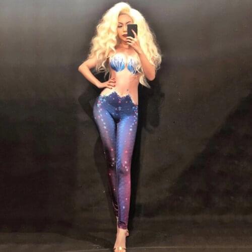 New rhinestone Jeans Jumpsuit Skinny Nightclub Show Womens gogo dancer DS costume for woman freeshipping