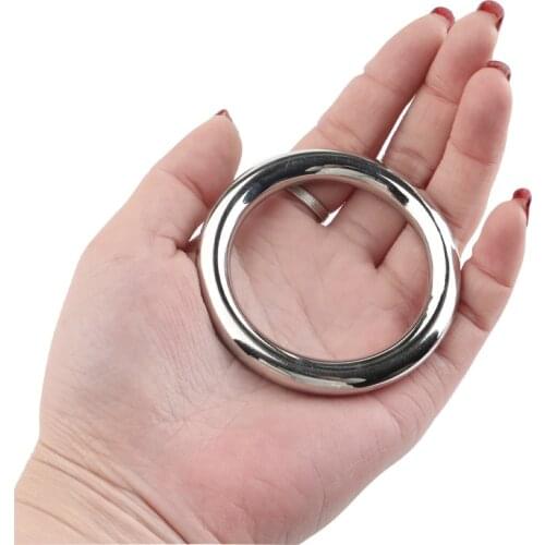 New Stainless Steel Penis Ring Round Metal Semen Lock Cock Ring Cage Chastity Delay Ejaculation Scrotum Bondage Sex Toys For Men