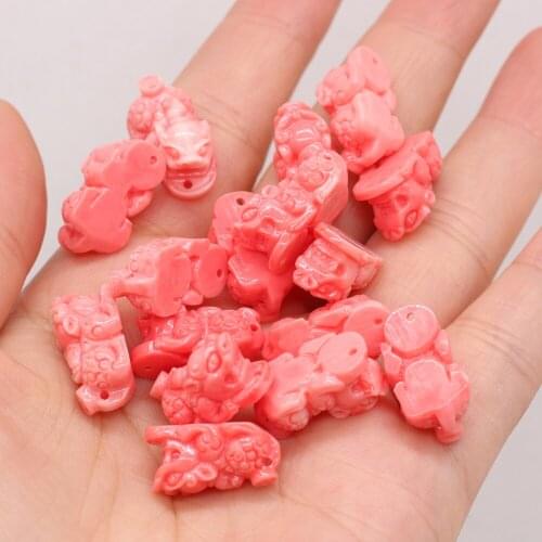Wholesale Pink Pixiu Coral Loose Bead Through Hole Handmade Crafts DIY Cute Necklace Bracelet Earring Jewelry Accessories