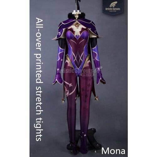 The original god cos mona cosplay female costume witch props can be customized