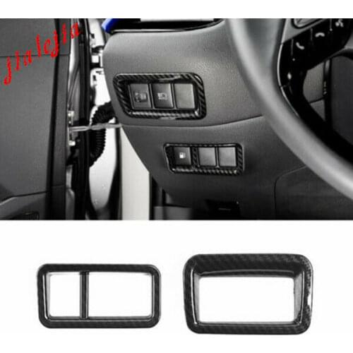 Fit For Toyota C-HR CHR 2016-2018 2019 Carbon Fiber Headlight Switch Frame Trim 2PCS