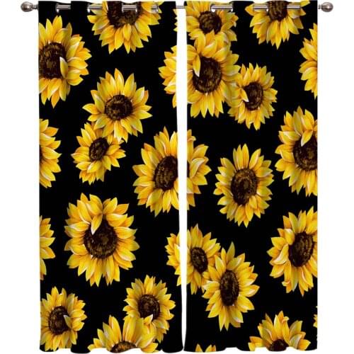 Sunflower Plant Natural Yellow Curtains For Window Treatment Drapes Window Curtains For Living Room Bedroom Kids Room Home Decor