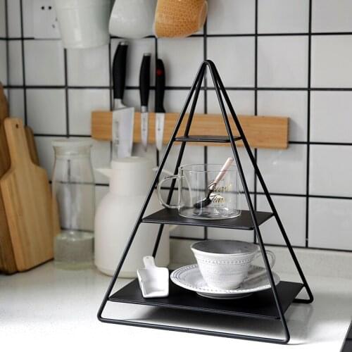 SWEETGO 3 layers storage racks cake stand Iron tower home decoration tools table perfume holders black white