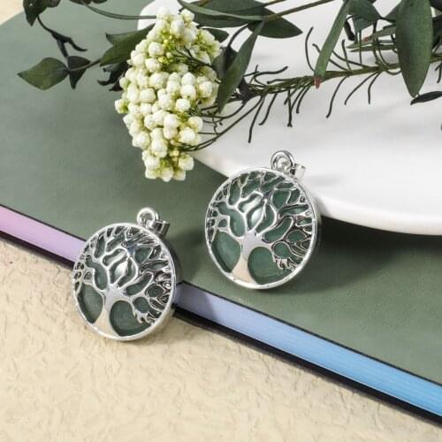 2pcs/Lot Tree of Life Natural Gem Pendant For DIY Jewelry Making Vintage Pendant Natural Stone Jewelry Accessories Women Gifts