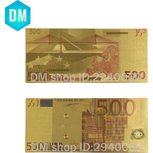 24k Gold Foil Plated 500 Euro Bank Notes in Colors, Gold Banknotes Paper Money Wedding Return Gift