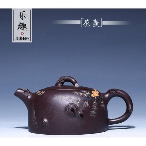 Direct wholesale Yixing original mine manual purple sand pot fun flower teapot hand-painted Kungfu tea sets mixed batch