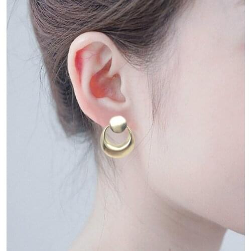 New Fashion Earring Jewelry Punk Style Gold Colors Geometric Round Circle Stud Earrings Best Gift for Women Girl Wholesale