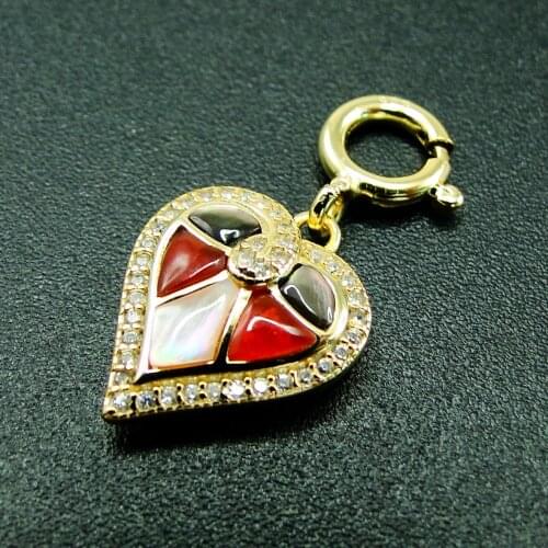 925 Sterling Silver Charms Jewelry Multicolor Mother Of Pearl MOP Heart Silver Charm Match Bracelet For Gift