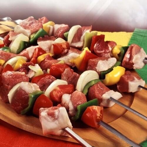 20Pcs 30Cm Stainless Steel Kabob Skewer For Grilling Flat Metal Bbq Skewers With Storage Tube Barbecue Skewer Reusable Sticks