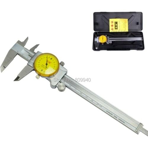 0-6" 0.02mm Precision Dial Caliper Double Shock Proof Solid Hardened Stainless Steel dial vernier caliper 0-150mm