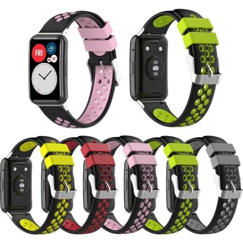 Silicone Smart Watch Band Replacement for Huawei Watch Fit Double Color Strap Watch Band Exterior Decoration Parts