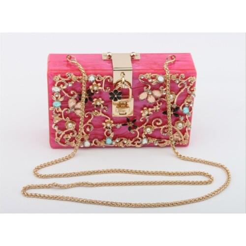 Women Acrylic Evening Bag Box Day Clutches bags Ladies Chain Shoulder & Crossbody messenger bag Handbag clutch Purse wallet lady