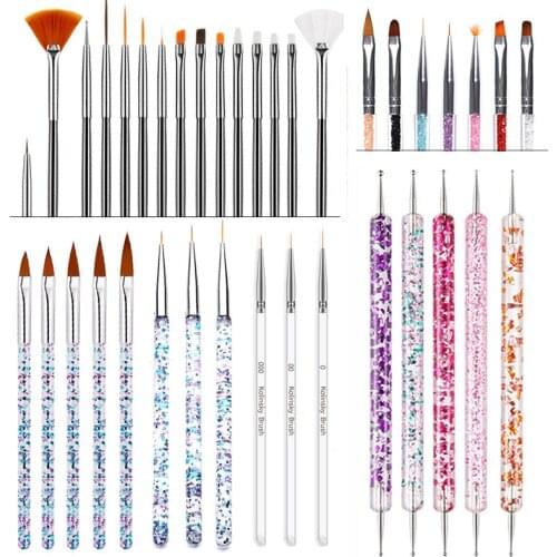 UV Gel Nail Art Brushes Drawing Painting Liner Brushes Nail Dotting Pen DIY Design Nail Art Dotting Tools Manicure Accessories