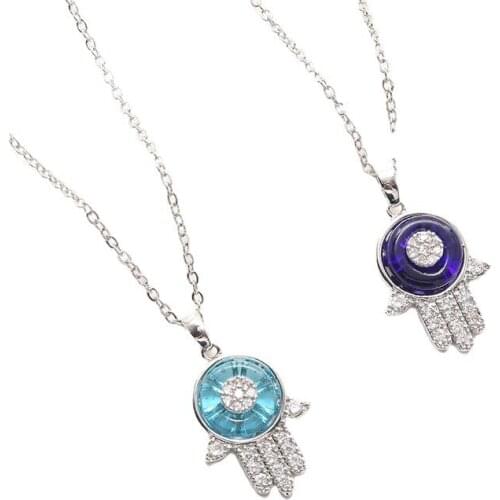 YJGS New Personality AAA Zircon Necklace Palm Shape Necklaces Pendant Necklace Elegant Unisex Accessories Fashion Jewelry