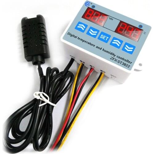 ZFX-ST3022 Temperature Humidity Controller Digital Dual Display Thermostat Humidistat Controller for Freezer High Accuracy