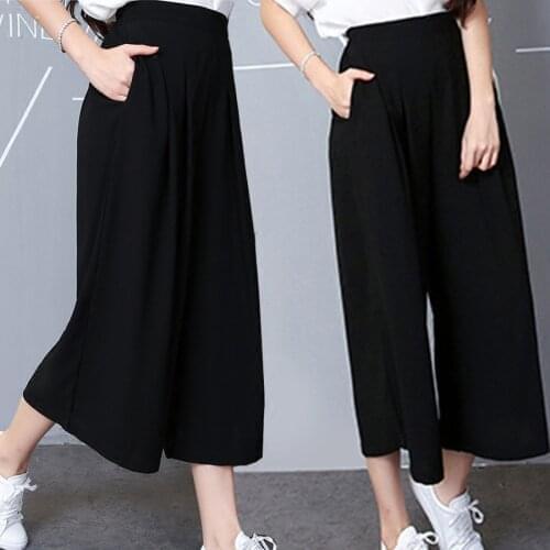 2019 new large size womens loose chiffon wide leg pants 200 kg casual pants summer