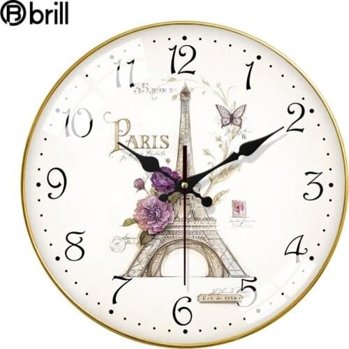 Gold Retro Wall Clock Kitchen Living Room European Art Mute Clock Creative Wall Watches Vintage Style Bedroom Decoration