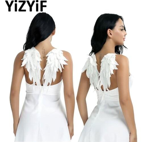 1 Pair Angel Devil Wings White Black Embroidery Patches for Clothing Dress Sewing on Clothes Feather Appliques Badge Stickers