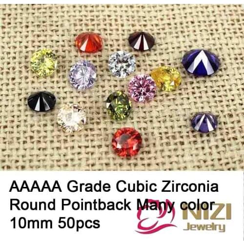 10mm 50pcs Precious Cubic Zirconia Beads For Jewelry Decoration Round AAAAA Grade Cubic Zirconia Stones Many Color Charm Stone