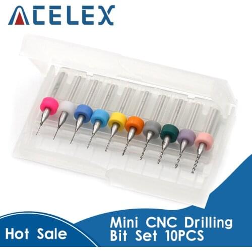 10pcs 0.3mm to 1.2mm PCB mini drill Bit tungsten steel carbide for print circuit board cnc drill Bits Machine