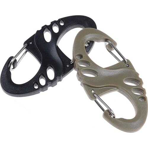 10PCS Mini Plastic Steel Climbing Hook S Type Carabiner Dual Buckle EDC Keychain Tactical Survival Tool Wholesale