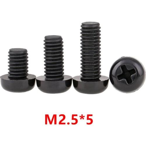 1000pcs M2.5*5 White Black Plastic Nylon Round Pan Phillips Head Machine Screw Bolts M2.5 Nylon Hex Nuts