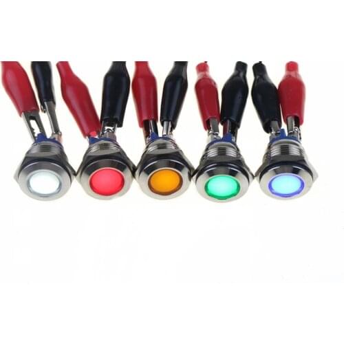 16MM metal indicator light LED 6V12V24V220V red yellow green blue white 2 pin waterproof