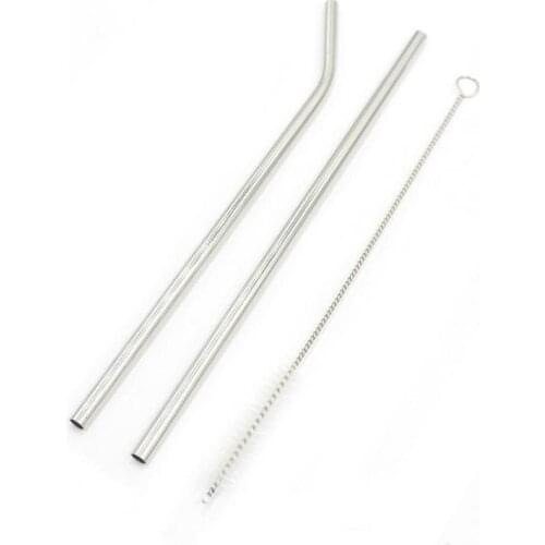 3Pcs/set Reusable 304 Stainless Steel Drinking Straw Extra 1Brush 1Bends 1Straight Tubes For Smoothies Juice Coffee Kiechen Tool