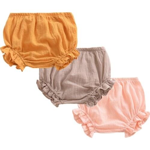 3Piece/pack Baby Girls Shorts Cotton Linen PP Baby Shorts For Girls Casual Solid Toddler Baby Bloomers Beach Summer Boys Shorts