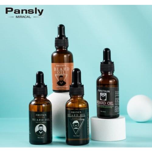 4pc Beard Oil Set 100% Natural Organic Face Moustache Soften Hair Growth Nourishing for Men Grow Products Dropshipping